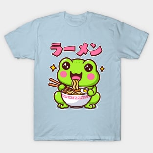 Cute Frog Eating Ramen Kawaii Anime Toad Lover T-Shirt